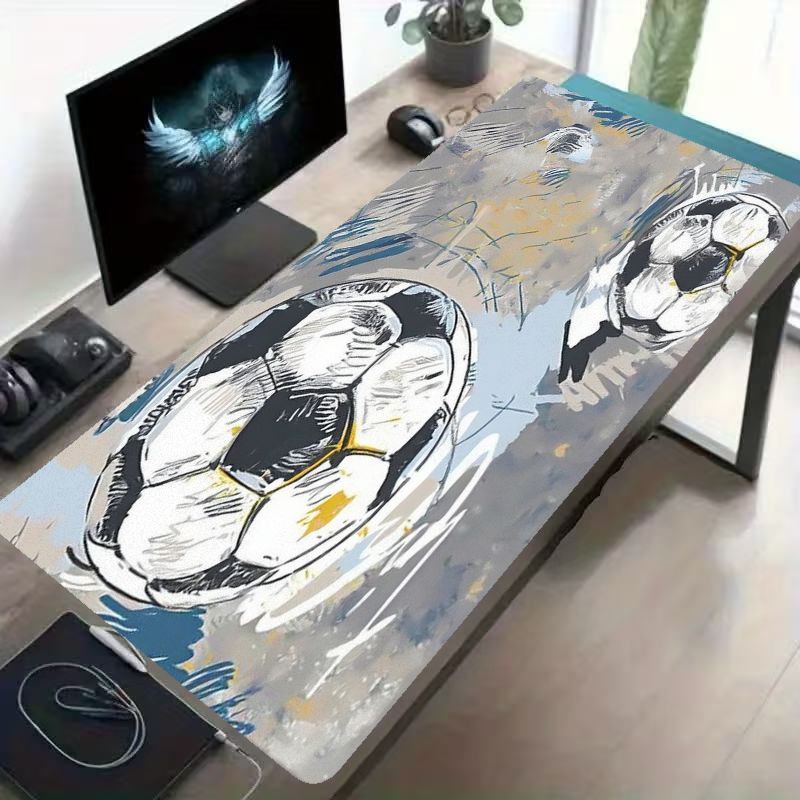 Gaming Accessories Brands - แผ่นรองเมาส์เหล็กศิลปะฟุตบอลสีสันสดใส แบรนด์ดัง ทันสมัย สำหรับเล่นเกมบนเดสก์ท็อป กันลื่น ทนทานต่อการสึกหรอ