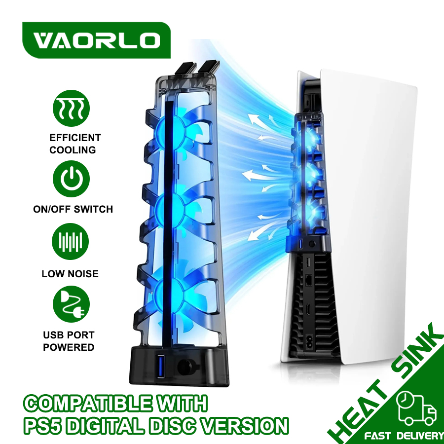 Gaming Accessories Lights - สำหรับ PS5 ทั้งรุ่นแผ่นดิสก์/ดิจิทัล พัดลมระบายความร้อนพร้อมไฟ LED สำหรับ