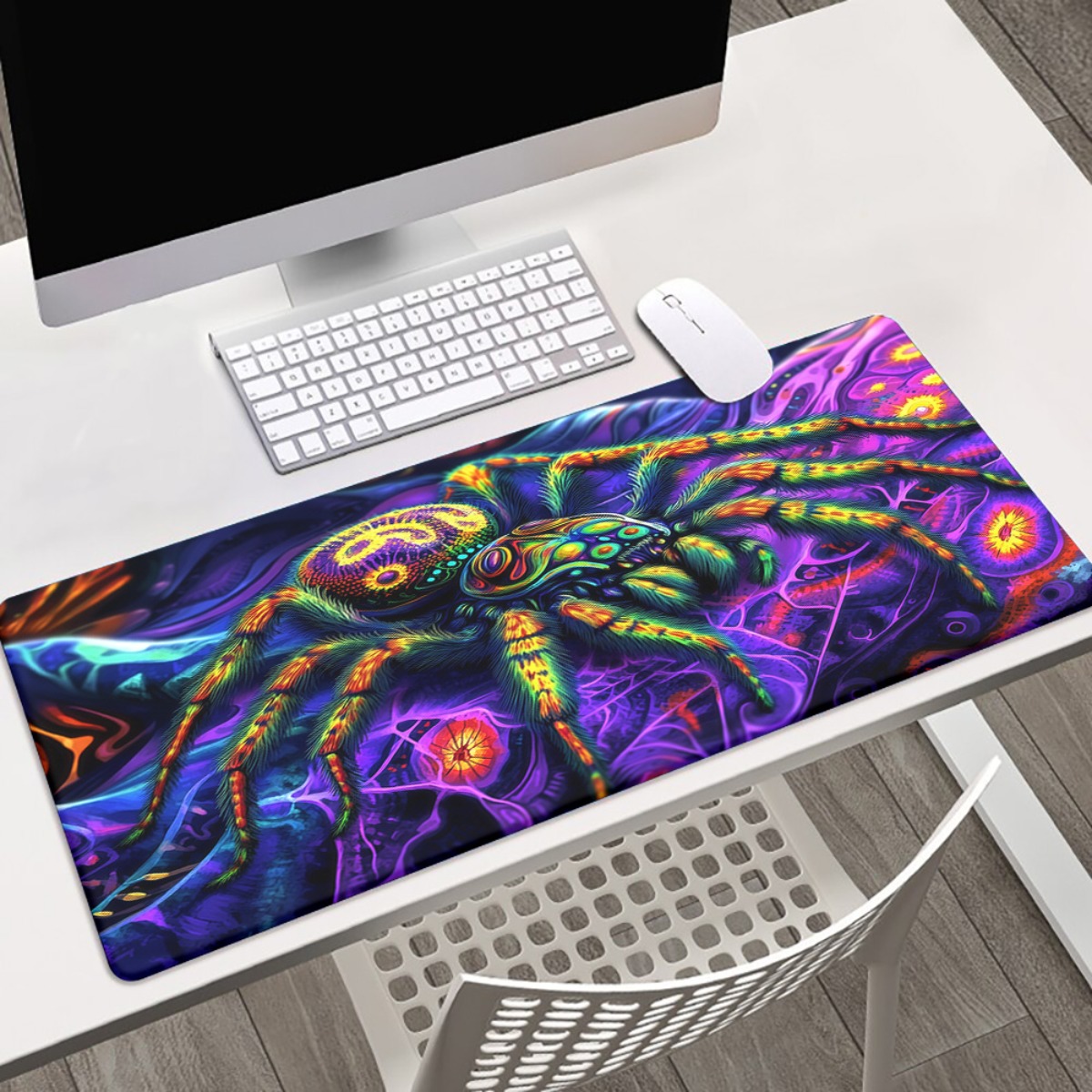 Gaming Accessories Brands - แผ่นรองเมาส์เกมมิ่ง Vibrant Spider พร้อมแผ่นรองคีย์บอร์ดกันลื่น ทำจากยาง สำหรับโต๊ะทำงาน