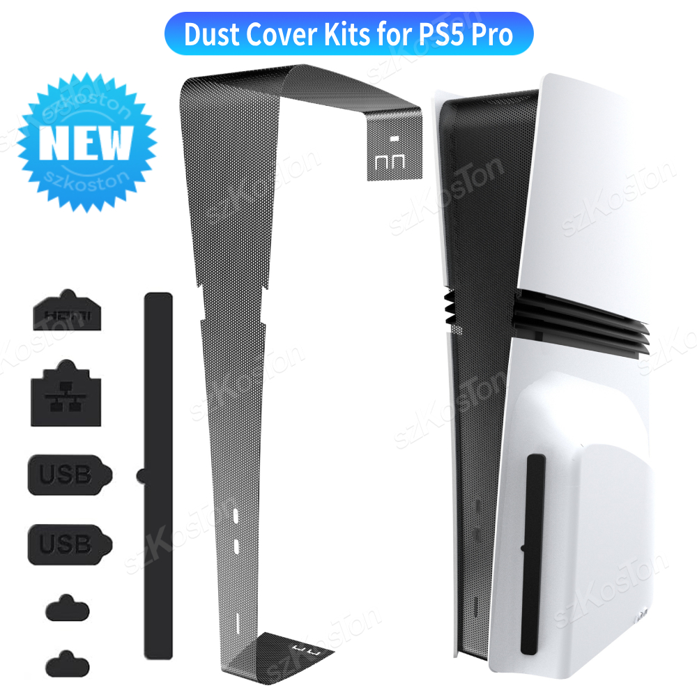 Gaming Accessories Console - ชุดฝาครอบกันฝุ่นสําหรับ PS5 Pro เกมคอนโซลพัดลมระบายความร้อนกรองฝุ่นพอร์ต USB ปลั๊กฝุ่น
