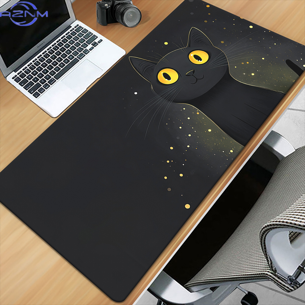 Gaming Accessories Brands - แผ่นรองเมาส์ลายแมวดำน่ารัก แบรนด์ Cute Black Cat พร้อมแผ่นยางกันลื่น