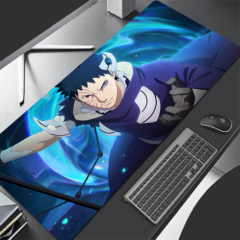 Gaming Accessories Desktop - แผ่นรองเมาส์อะนิเมะคาร์เปขนาดใหญ่นารูโตะ โอบิโตะ อุจิวะพีซีเกมเมอร์คอมพิวเตอร์เมาส์แพด วาร์มิโลคีย์บอร์ดอุปกรณ์เสริมสำหรับเล่นเกมแผ่นรองเม้าส์แบบขยาย
