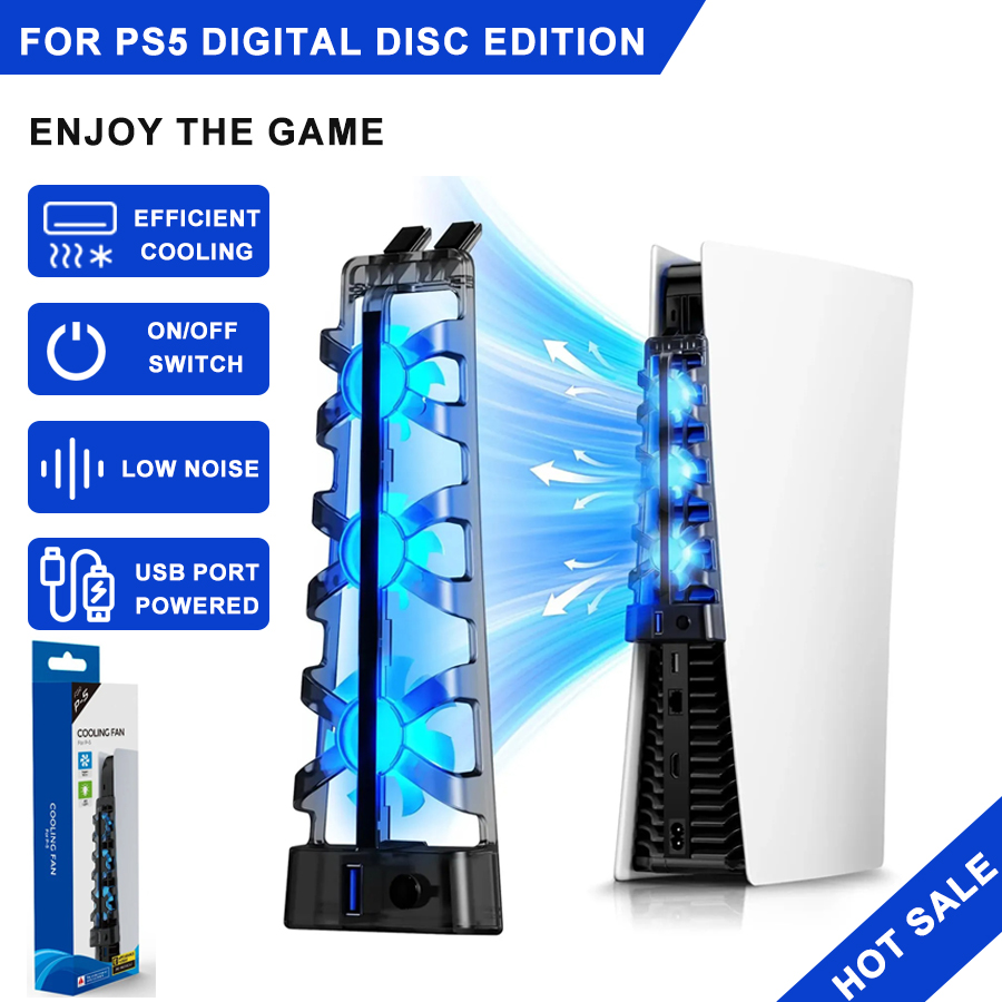 Gaming Accessories Lights - สำหรับ PS5 พัดลมระบายความร้อนทั้งแบบดิสก์และดิจิทัล พร้อมไฟ LED สำหรับ