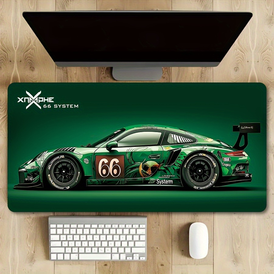 Gaming Accessories Lights - แผ่นรองเมาส์ Supercar สีเขียวอ่อนมีสไตล์ ขอบเย็บกันลื่น ทนทาน สะดวกสบายสําหรับเล่นเกม