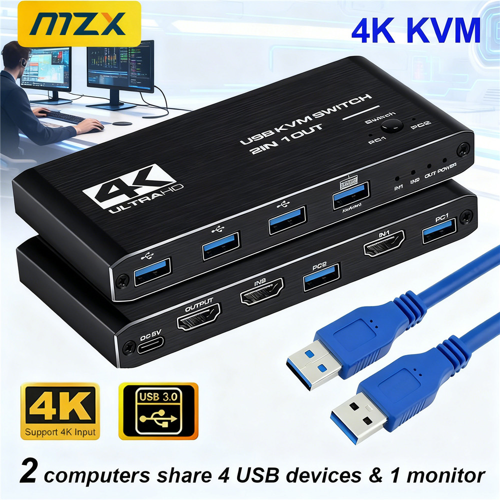 KVM สวิตช์ 4K 60Hz ฮับ USB 3.0 - Gaming Equipment Accessories บทวิจารณ์และราคา