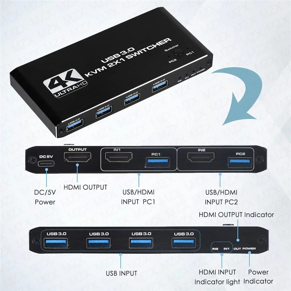 KVM สวิตช์ 4K 60Hz ฮับ USB 3.0 - Gaming Equipment Accessories บทวิจารณ์และราคา
