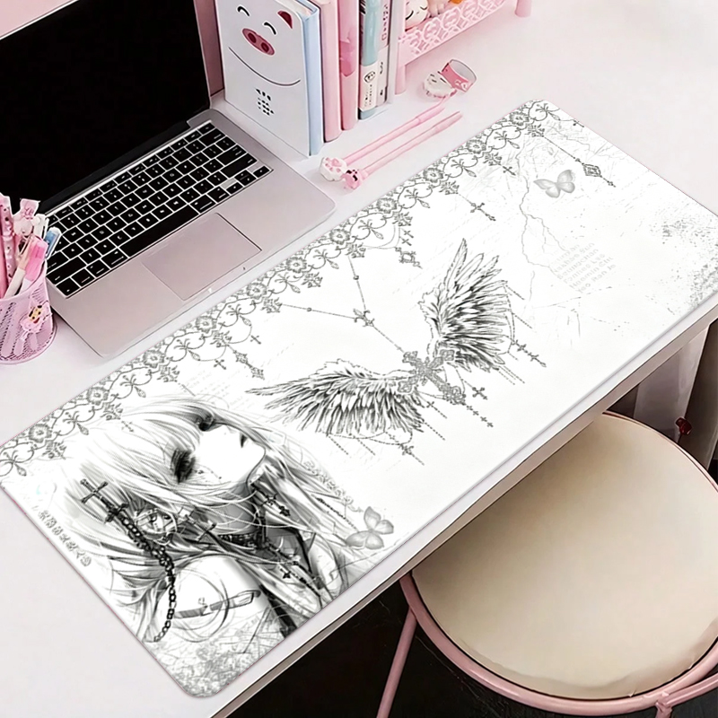 แผ่นรองเมาส์หนังสีดำสีขาวอะนิเ - Gaming Accessories For Gaming Desk บทวิจารณ์และราคา