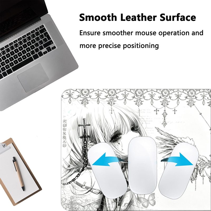 แผ่นรองเมาส์หนังสีดำสีขาวอะนิเ - Gaming Accessories For Gaming Desk บทวิจารณ์และราคา